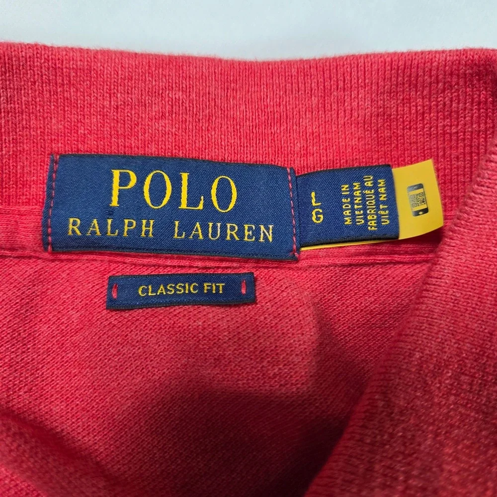 Polo Ralph Lauren Mens Classic Fit Long Sleeve Polo Shirt Red Large L Cotton